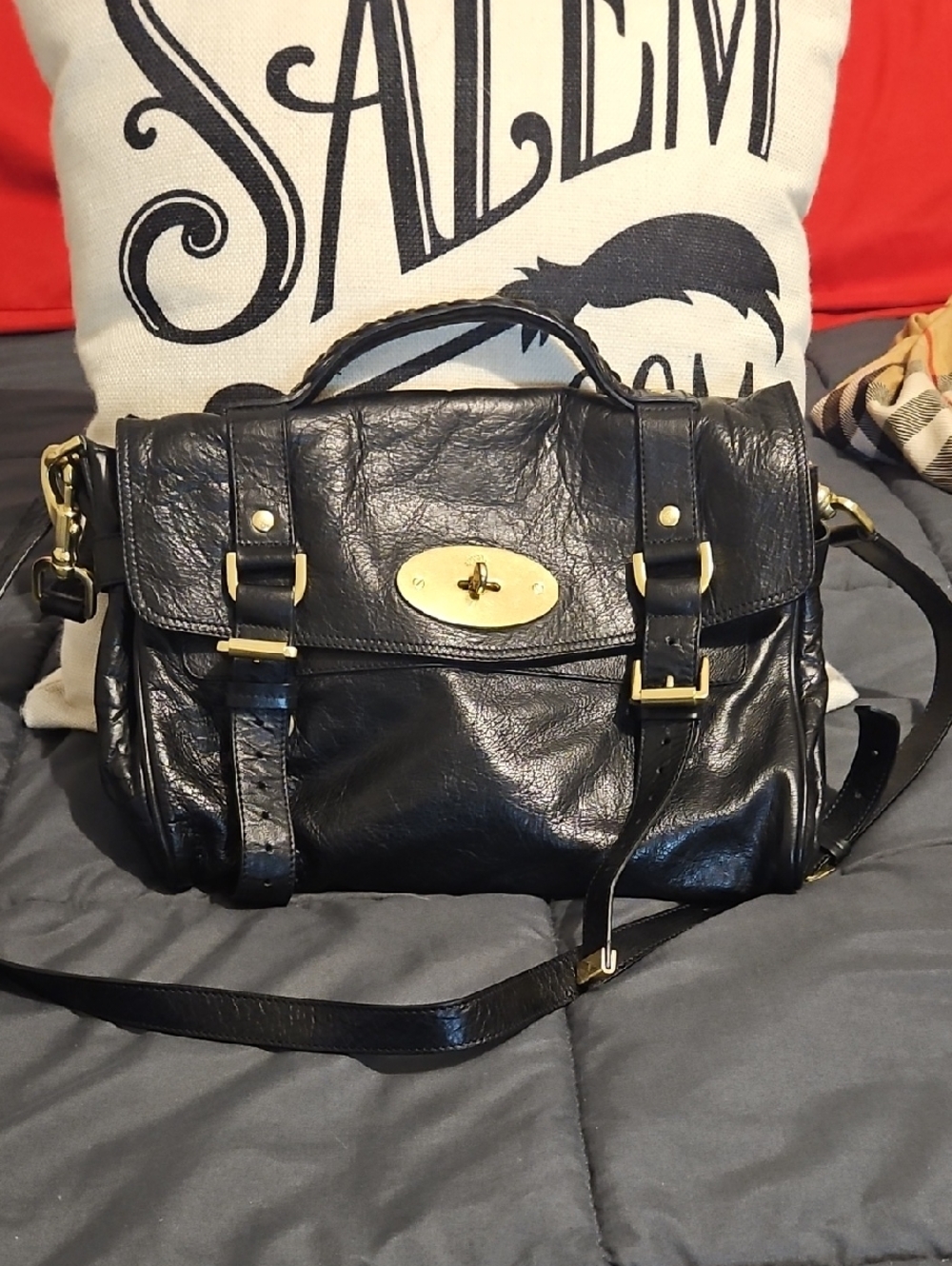 Authentic Mulberry Alexa Black Leather Satchel Bag! WOW! 🛍️ 1600 Retail!